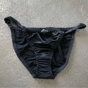 What Katie Did Harlow Black Satin Bikini Power Mesh Panties